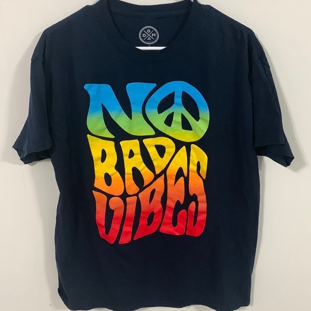 No Bad Vibes short sleeve t-shirt, size Large, good condition. See measurements